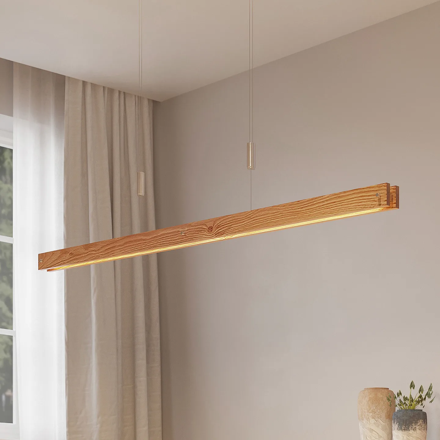 Alimara LED Pendelleuchte L138 Wood - Lindby - Wohnzimmer - Modern - Holz - Einflammig