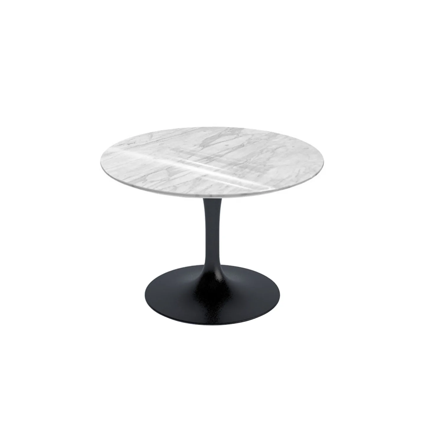 Knoll - Saarinen Round Table - Soffbord, Svart underrede, skiva i matt Statuarietto marmor, H: 36, Ø 51 - Soffbord - Eero Saarinen - Svart,Vit - Metall/Sten