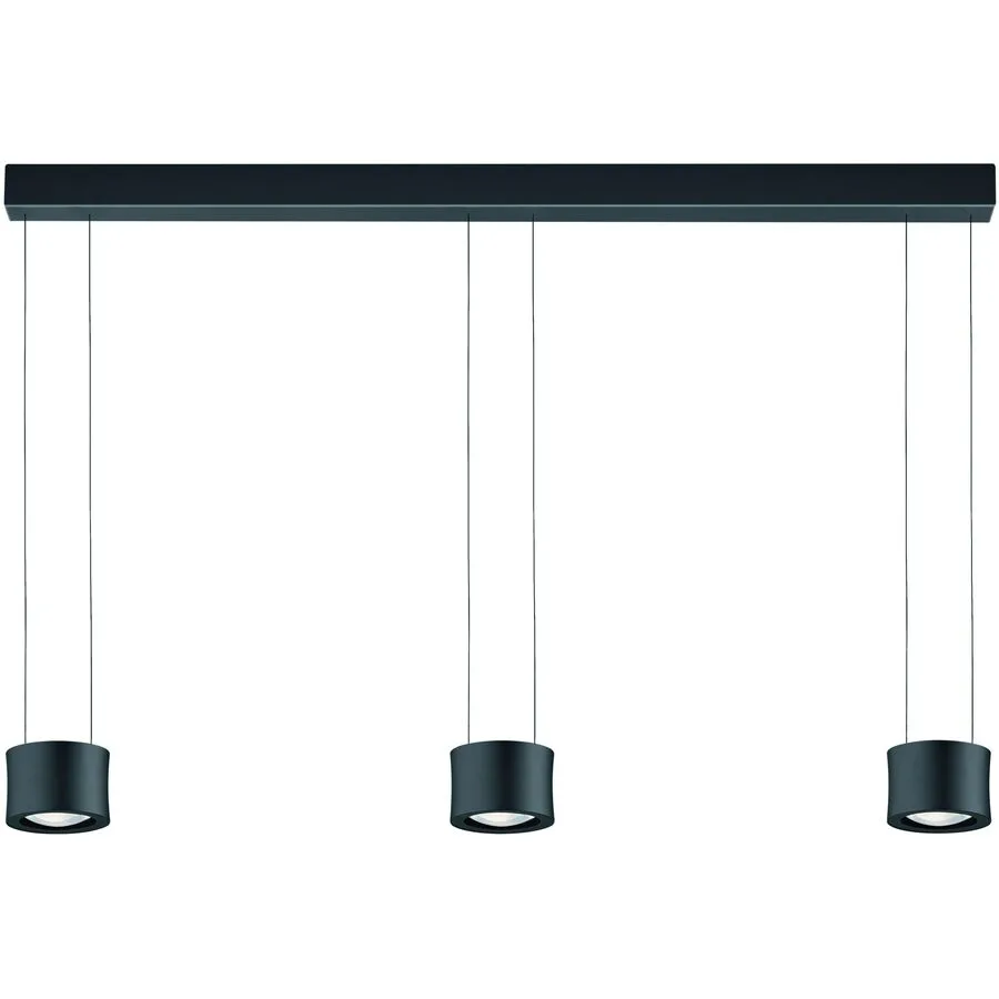 Designer-Pendellampe Bankamp Impulse Schwarz 3-flammig vertical flex - LED - Lichtfarbe: Extra warmweiss - Material: Glas/Stahl/Aluminium -