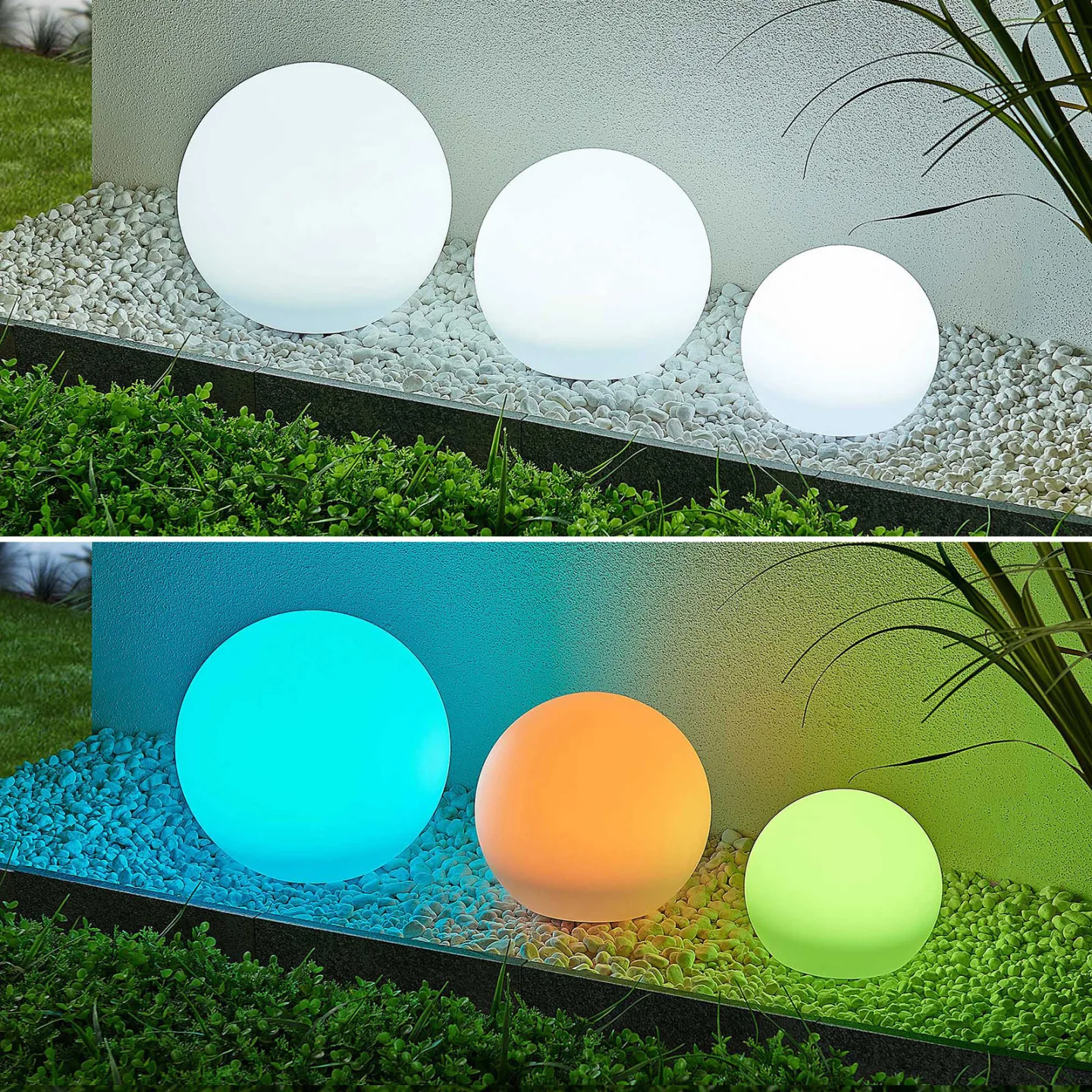Lago Solarzelle Leuchte 3 pcs. RGBW White - Lindby - Terrasse - Modern - Kunststoff - Kugel