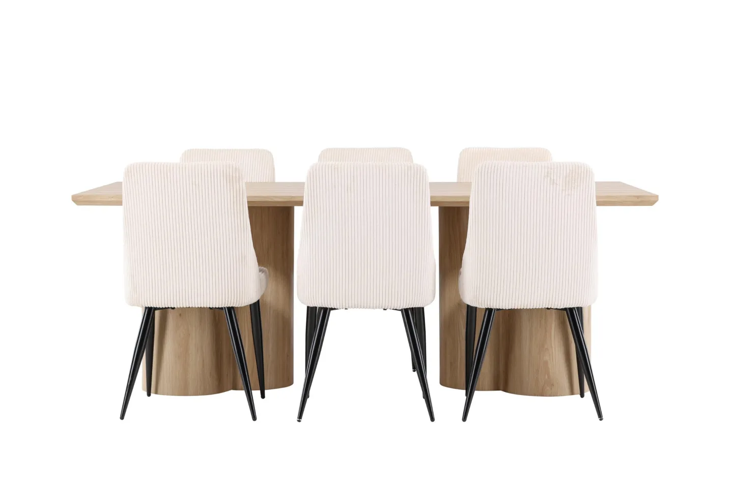 Olivia Essgruppe Esstisch Natur 6 Stühle Samt beige.
