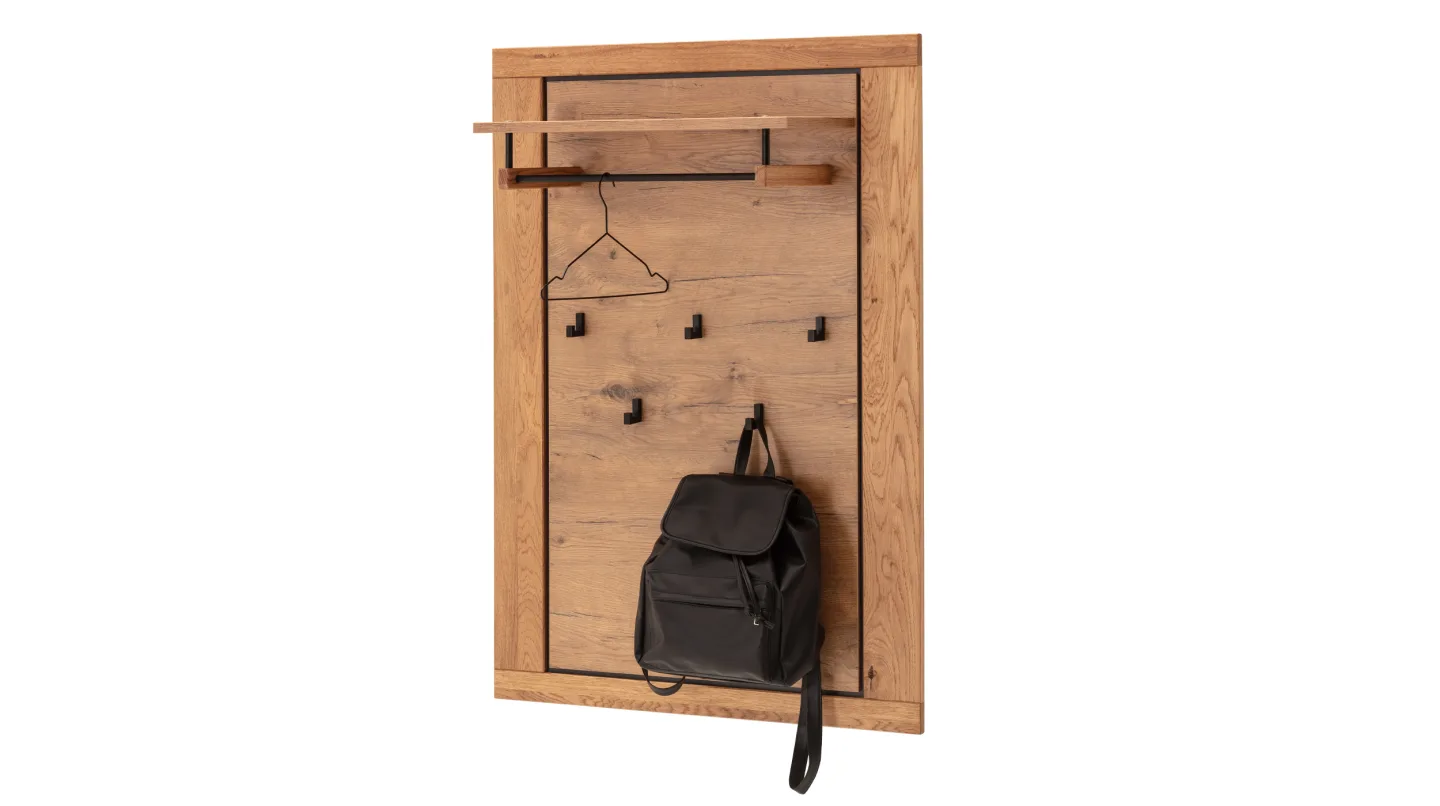 Wandgarderobe Paneele Wildeiche massiv geölt - 80 cm - GRENO