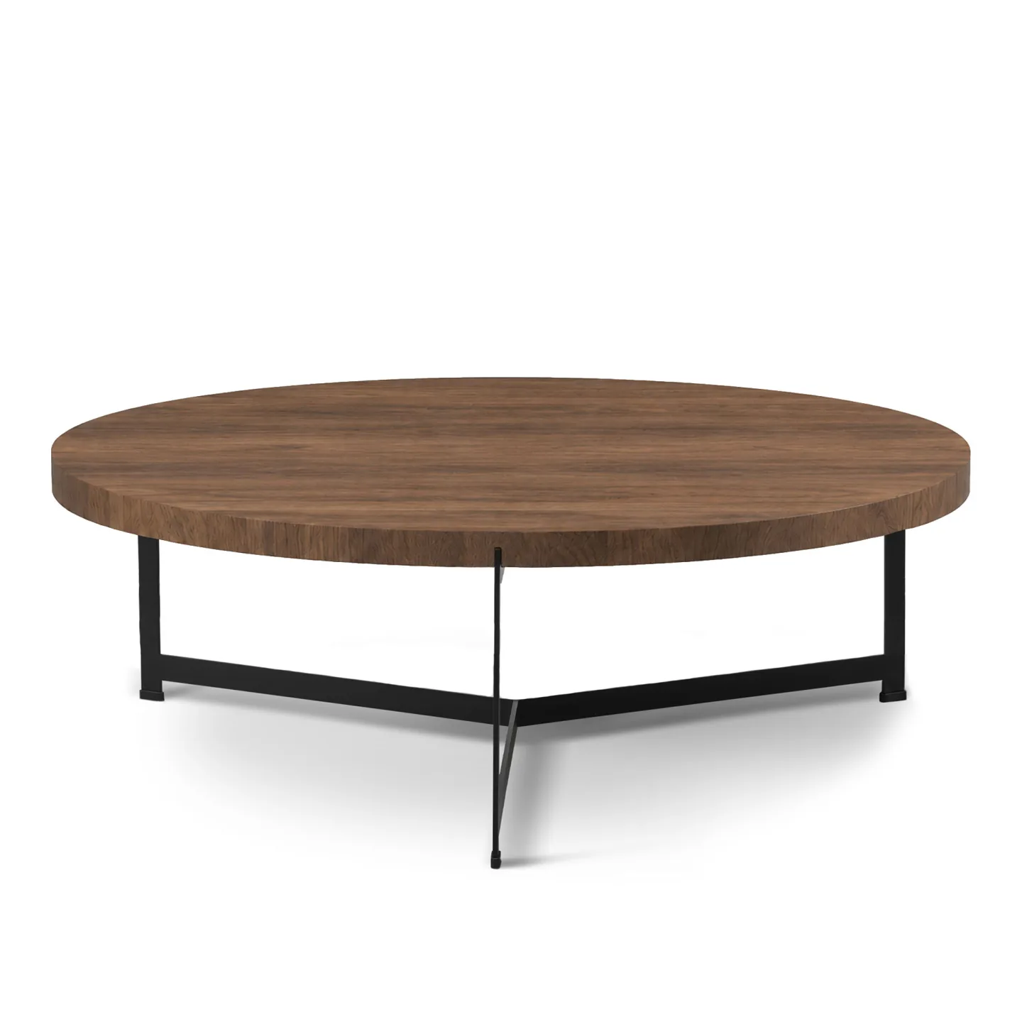 Dk3 - Plateau Coffee Table - Ø 80 cm - Höjd 35 cm, Skiva i Oljad rökt ek, Underrede i Svart pulverlackerat stål - Soffbord - Søren Rose Studio - Träfärgad - Metall/Trä