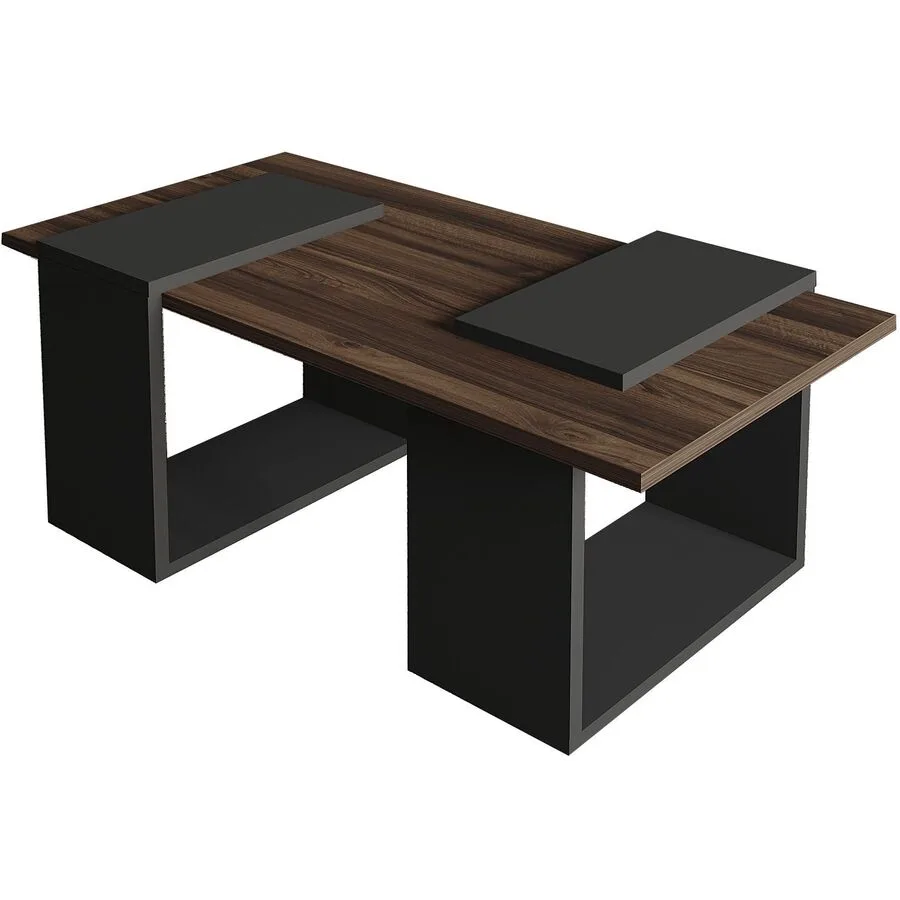 Salontisch Georis Nussbaum, Anthrazit 100% Melaminbeschichtete Kiefer B 90 cm T 46.6 cm