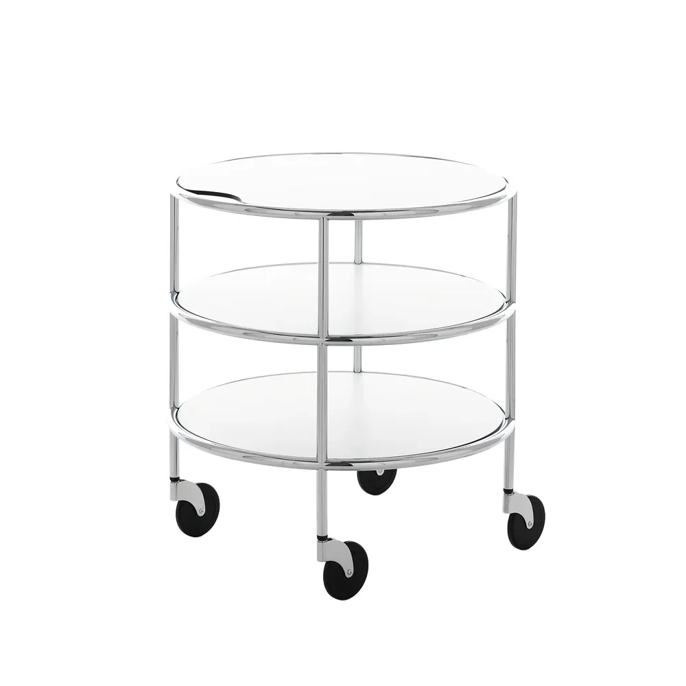 Lammhults Chicago I Rolltisch Weißes Laminat-Chrom