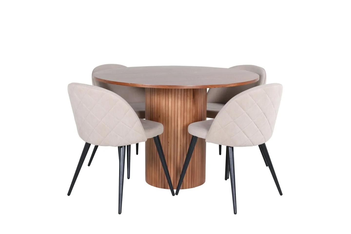Bianca Matgrupp 110 cm Rund med 4 Velvet stolar - Beige