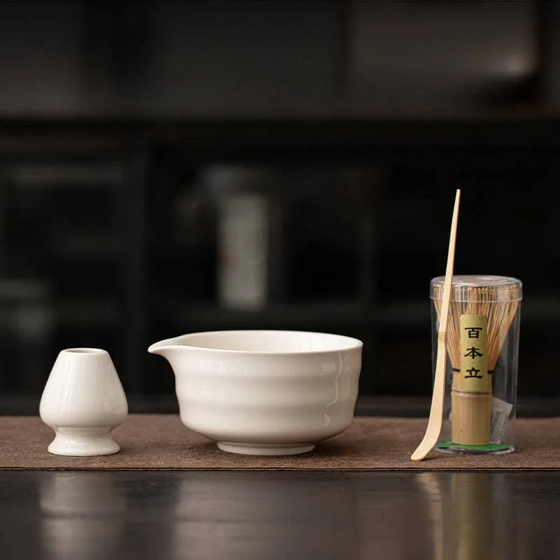 Gohobi – Keramisk matcha-sett 013 Hvit Hvit - Hvit