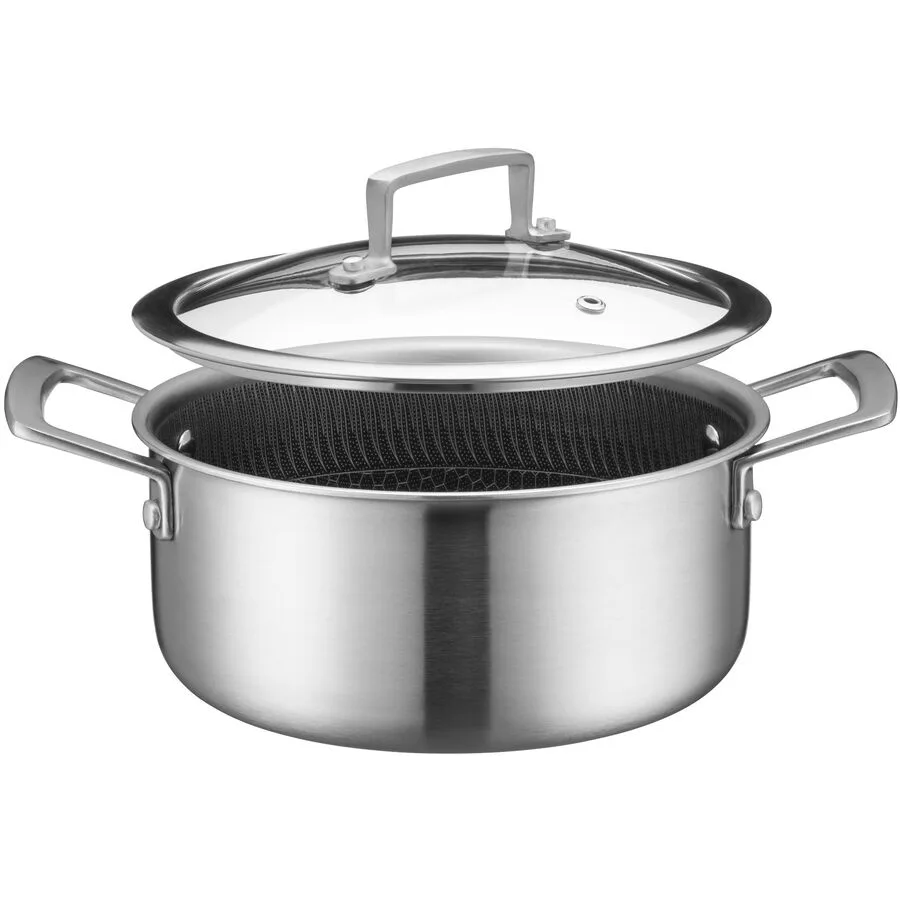 Kasserolle Hestia silber/schwarz Edelstahl Rund B 20 T 20 cm