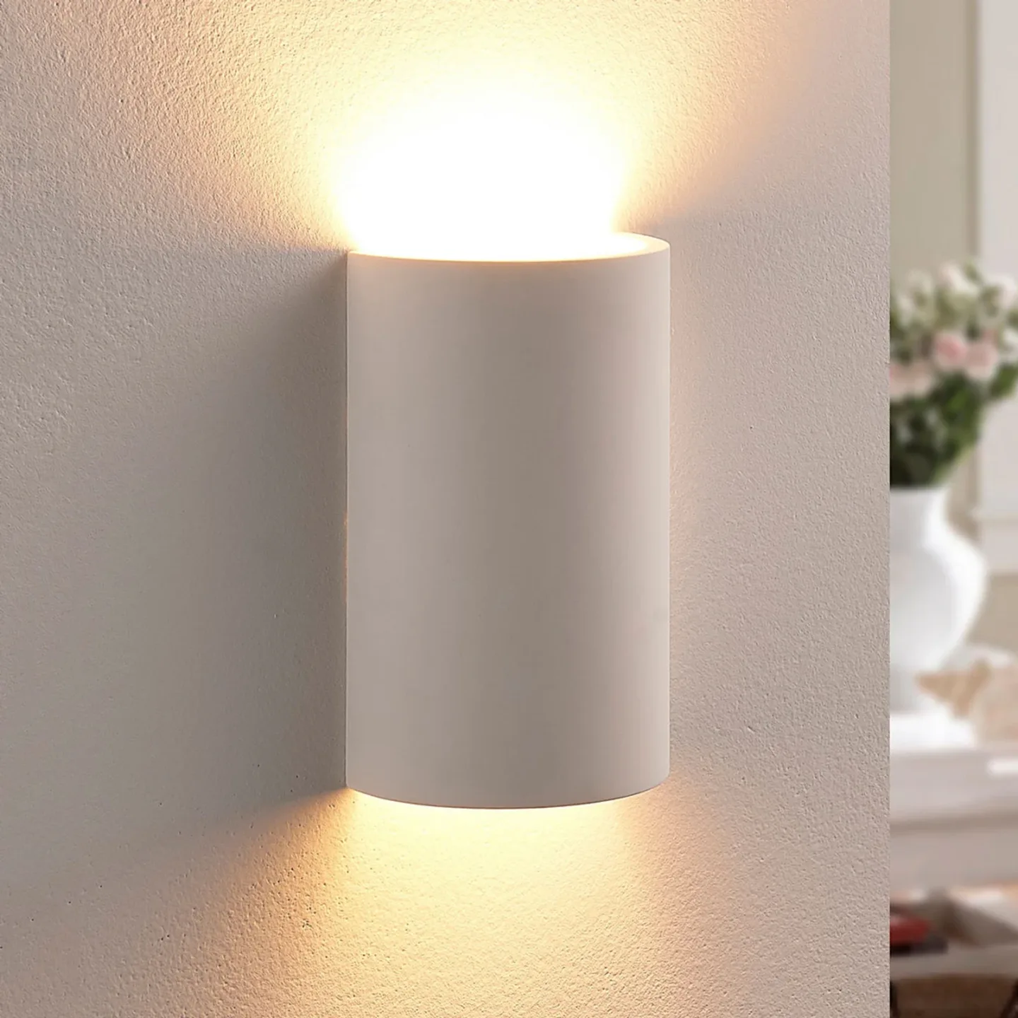 Colja Round Væglampe White - Lindby - Stue - Moderne - Gips / ler - Kantet