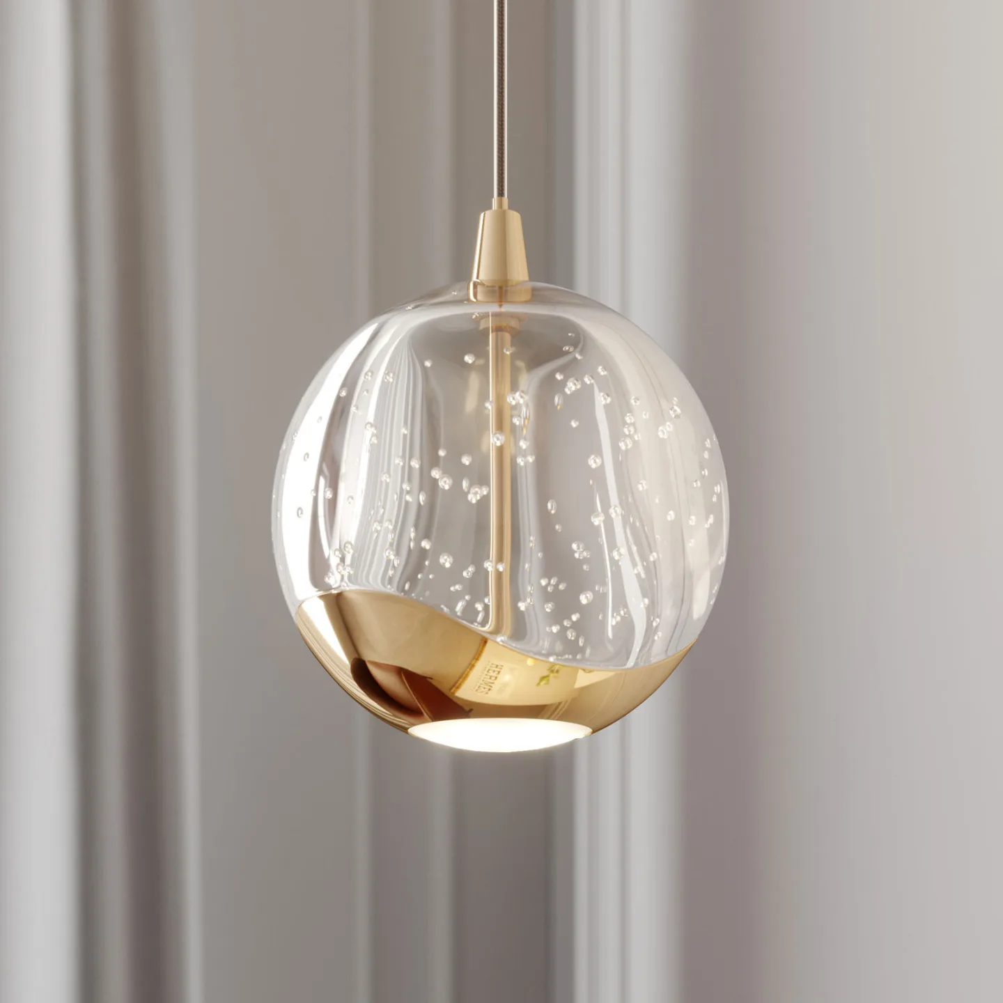 Hayley 1 Pendelleuchte Ø9 Clear/Gold - Lucande - Wohnzimmer - Modern - Glas - Einflammig
