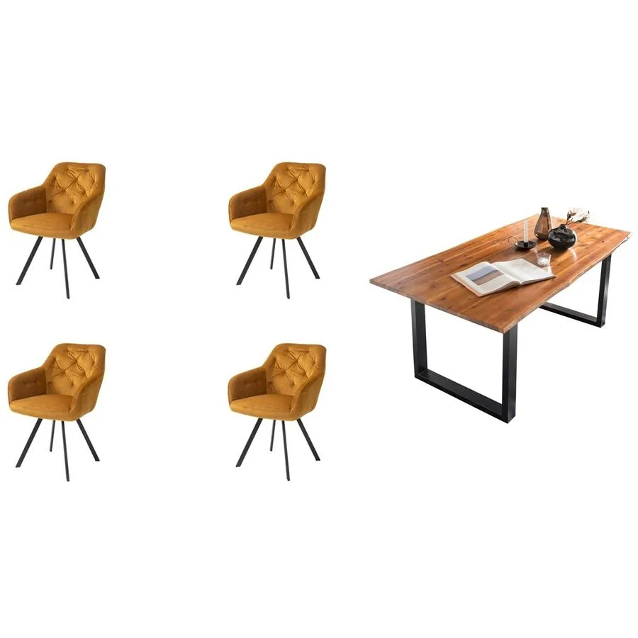 Essgruppe Eats cognac Akazie/Samt B 160 T 85 cm 4