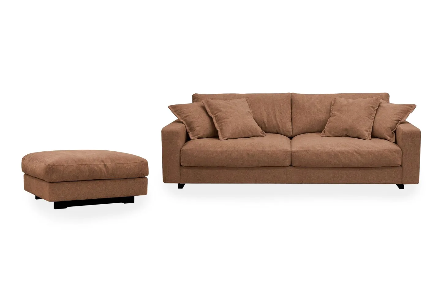 Valencia Soffgrupp Extra Djup 3-sits Soffa + Fotpall i Chenille - Rostbrun