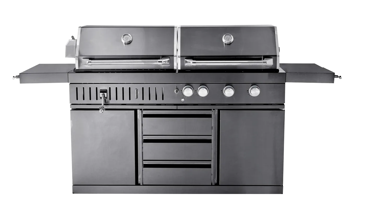 Black Collection - Freistehender Gas- und Holzkohlegrill