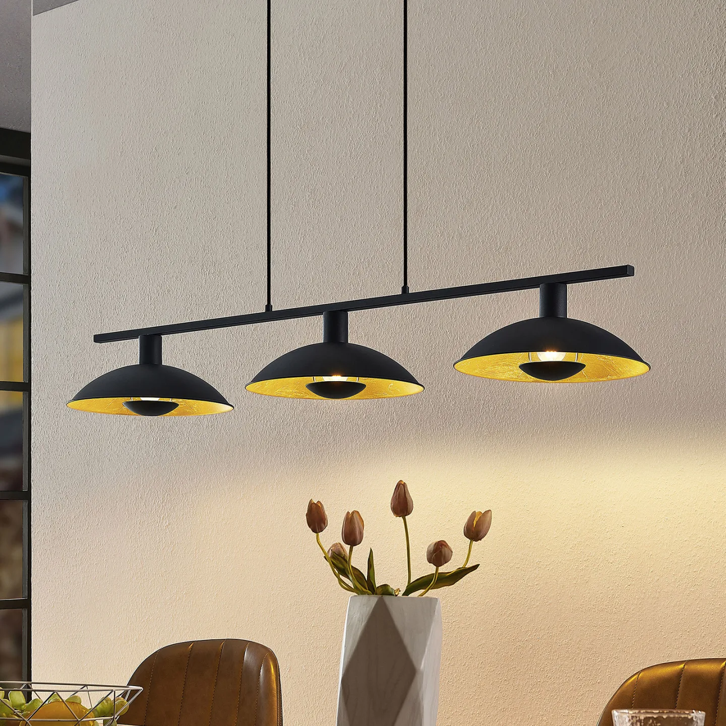 Narisara Long Pendelleuchte Black/Gold - Lindby - Wohnzimmer - Modern - Metall - Mehrflammig