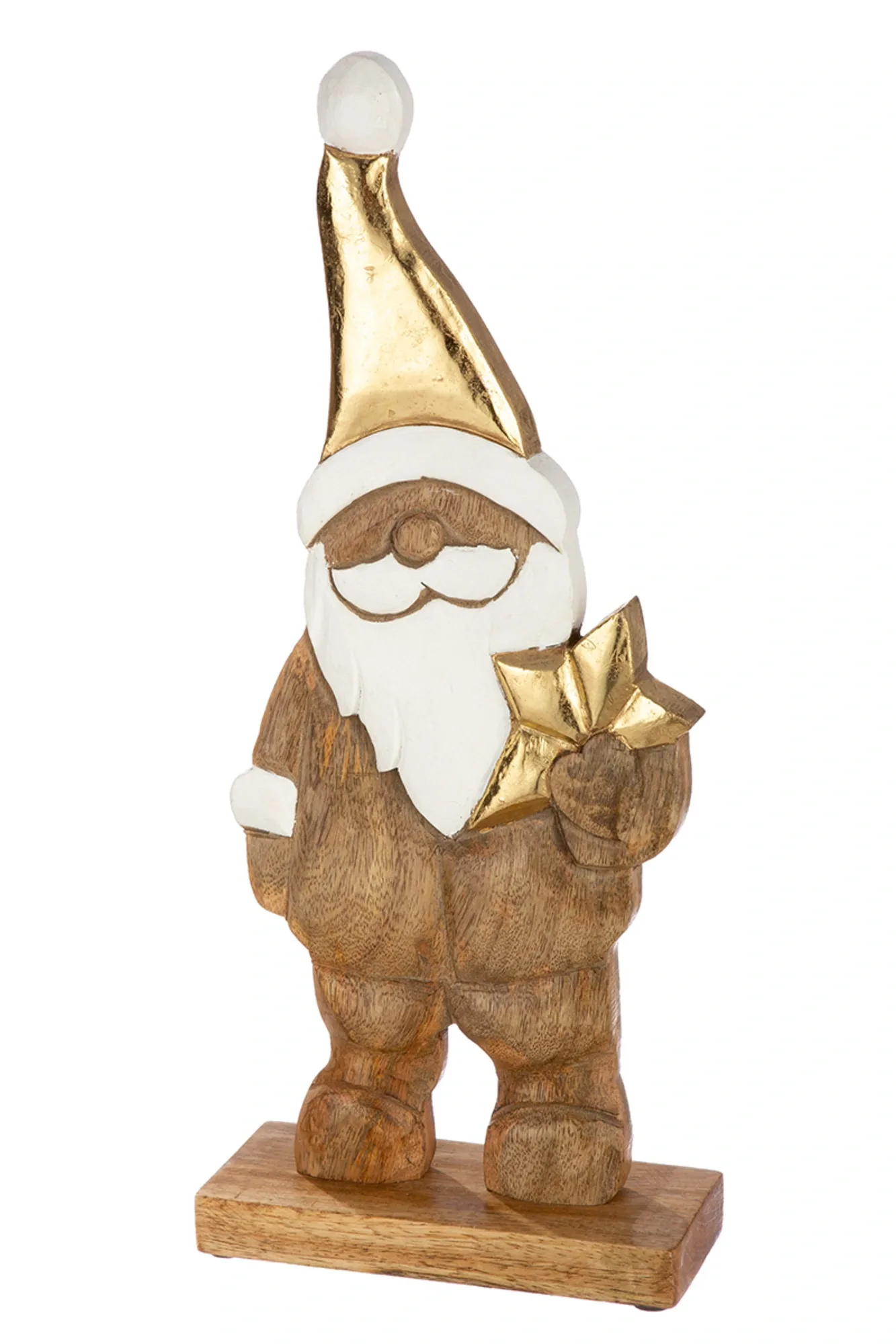 Gilde Figur Santa, Mangoholz, Gold H: 40 cm | Schubiger Möbel