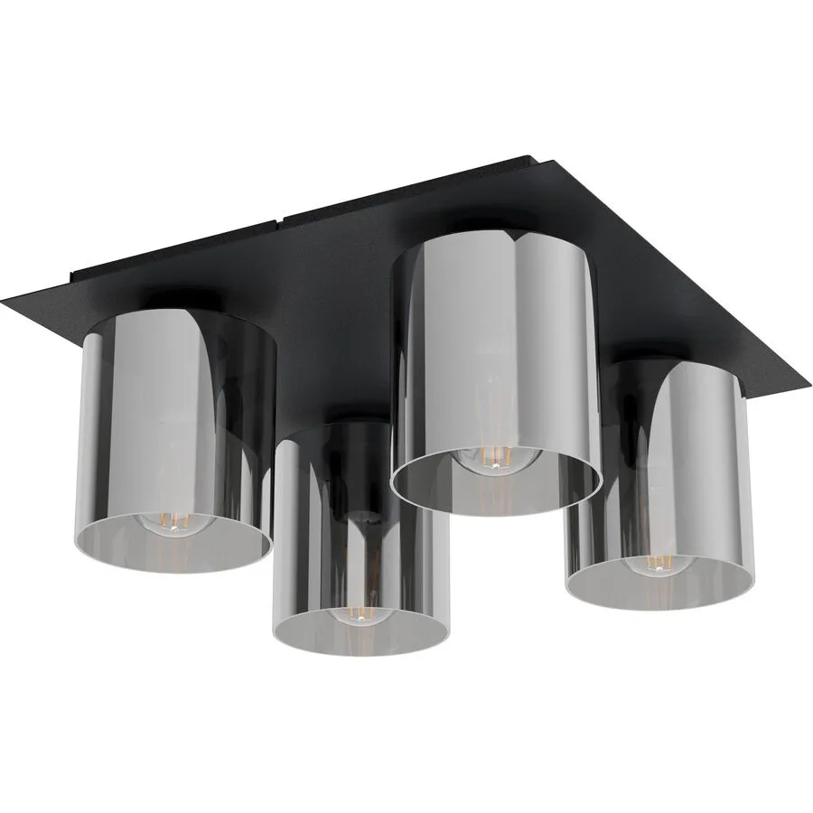 Eglo Deckenlampe Gorosiba 1 Schwarz/Transparent Stahl/Glas 38 cm 38 cm - Material: Glas/Stahl