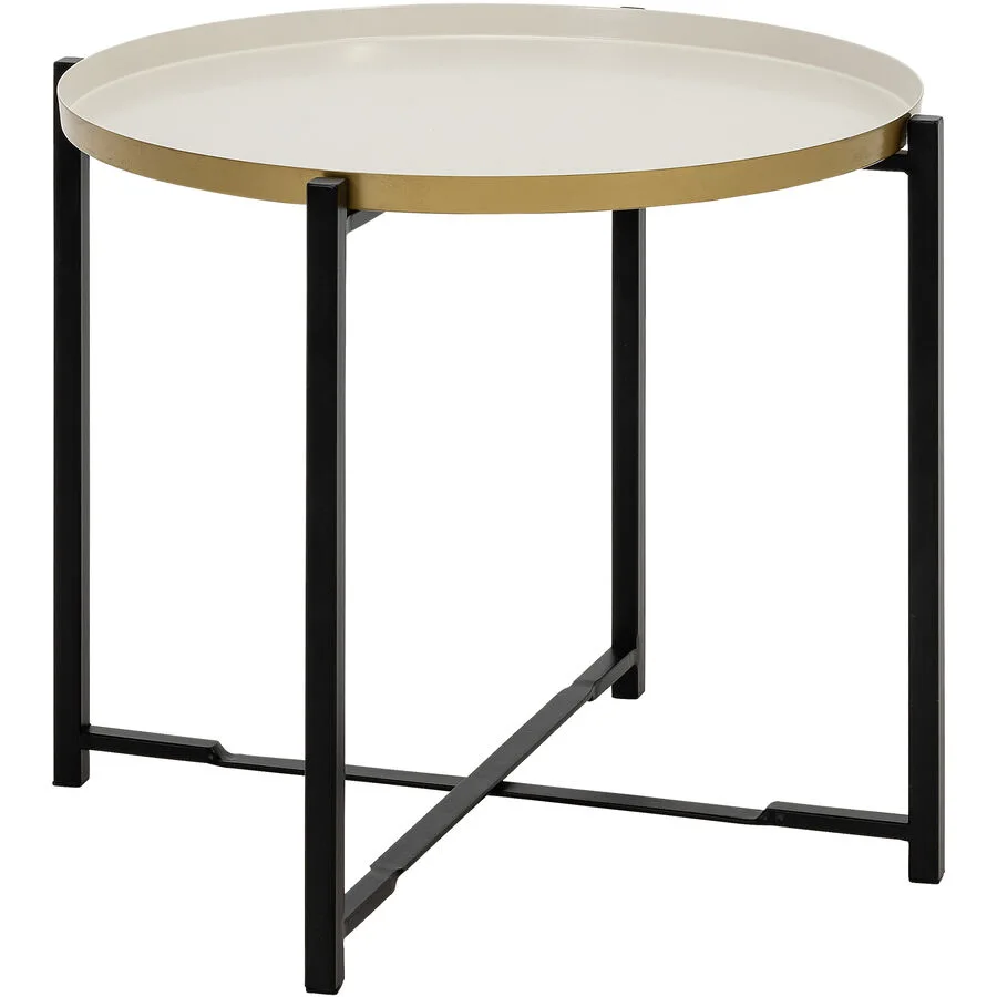 Beistelltisch Rondo Beige Metall 55 cm