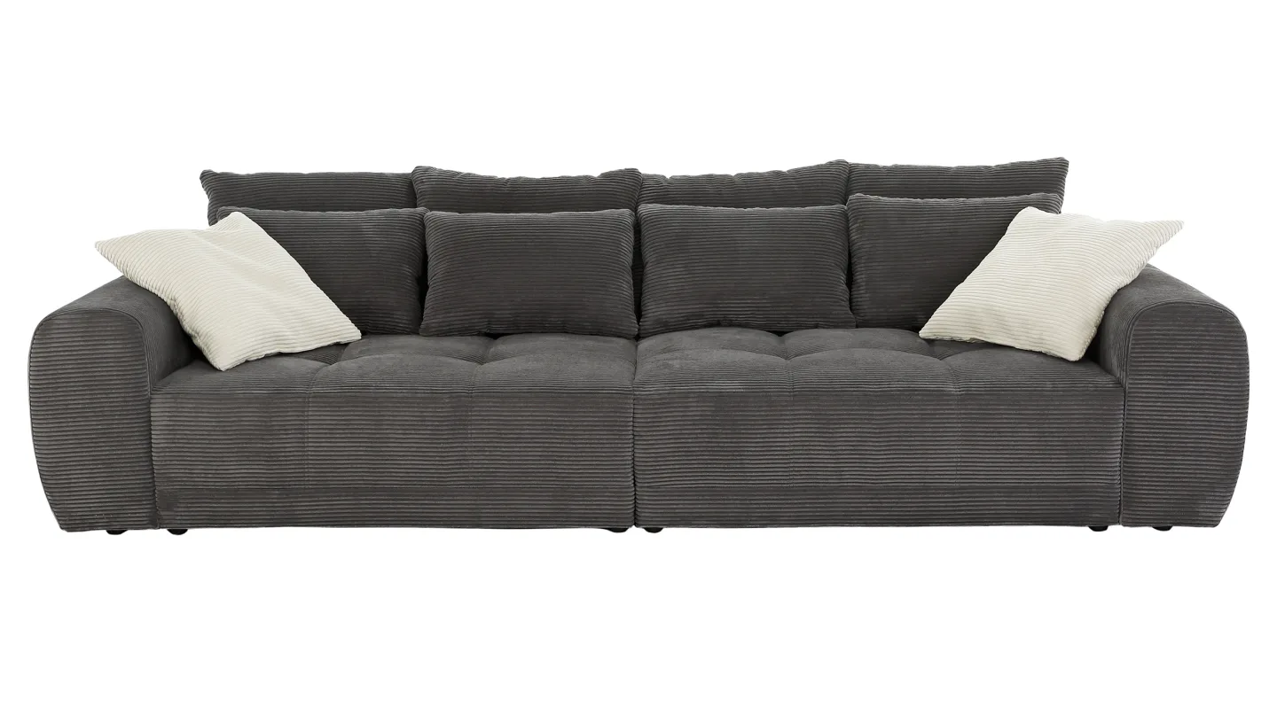 Big Sofa Cord grau - 308 cm - Federkern - JANNI