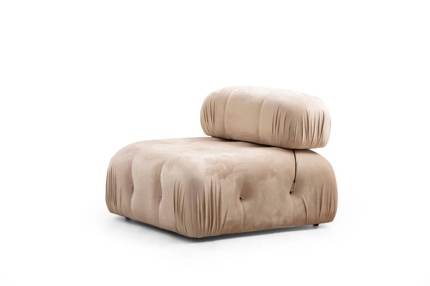 Belgin Mittmodul / Fåtölj 95 cm med fast ryggstöd och repdetaljer - Beige