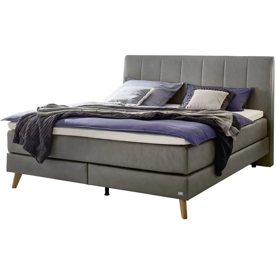 Hasena Boxspringbett Fernanda steel Stoff 180 x 200 cm