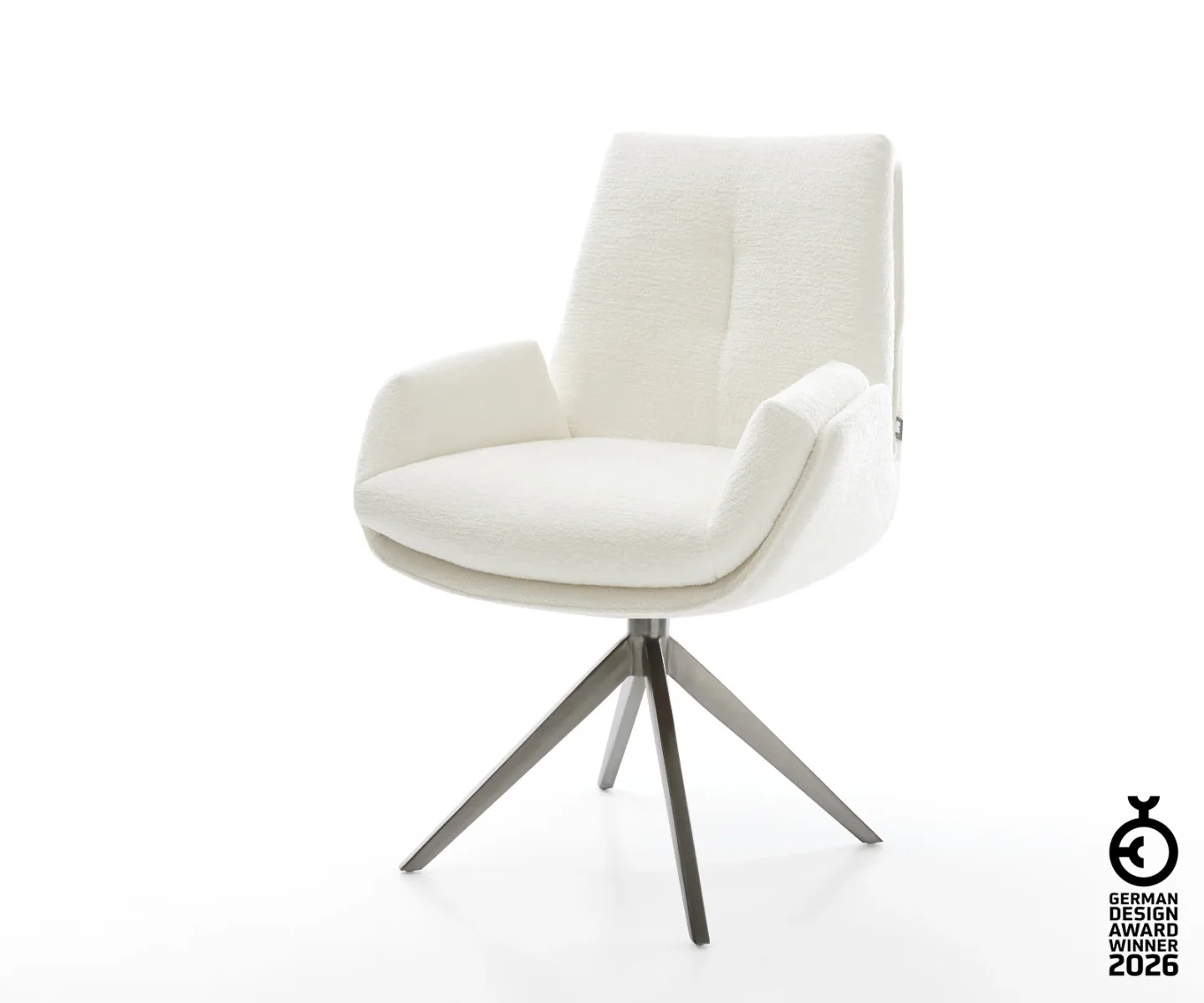 Drehstuhl Clea-Flex Bouclé Soft Beige Kreuzgestell breit Graphit 360° drehbar Wippfunktion