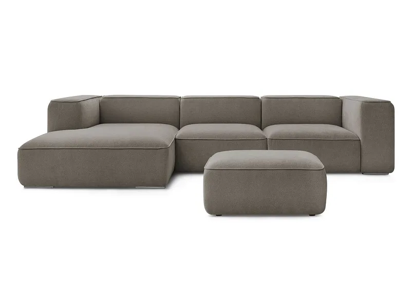 Ecksofa mit Hocker BOBOCHIC ZEPHYR Stoff mit Textur taupe