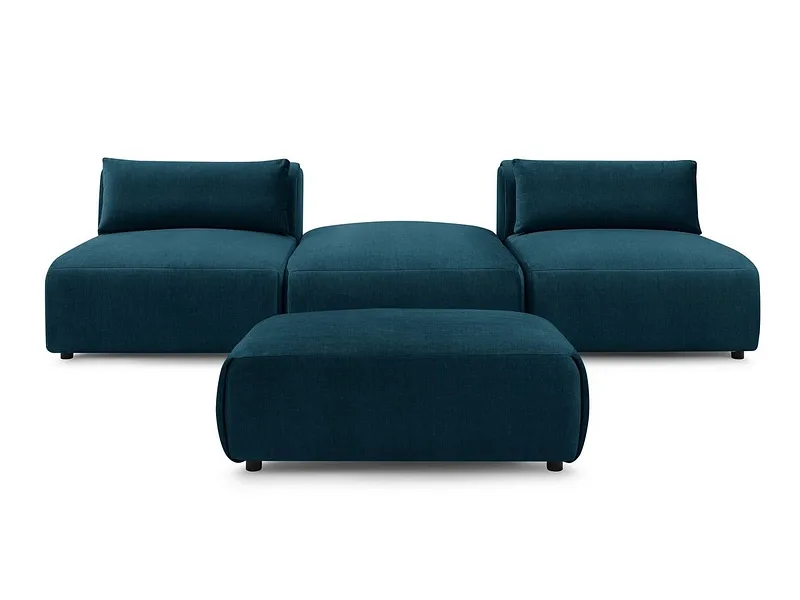 3er Sofa mit Hocker BOBOCHIC JEANNE Samt dunkelblau