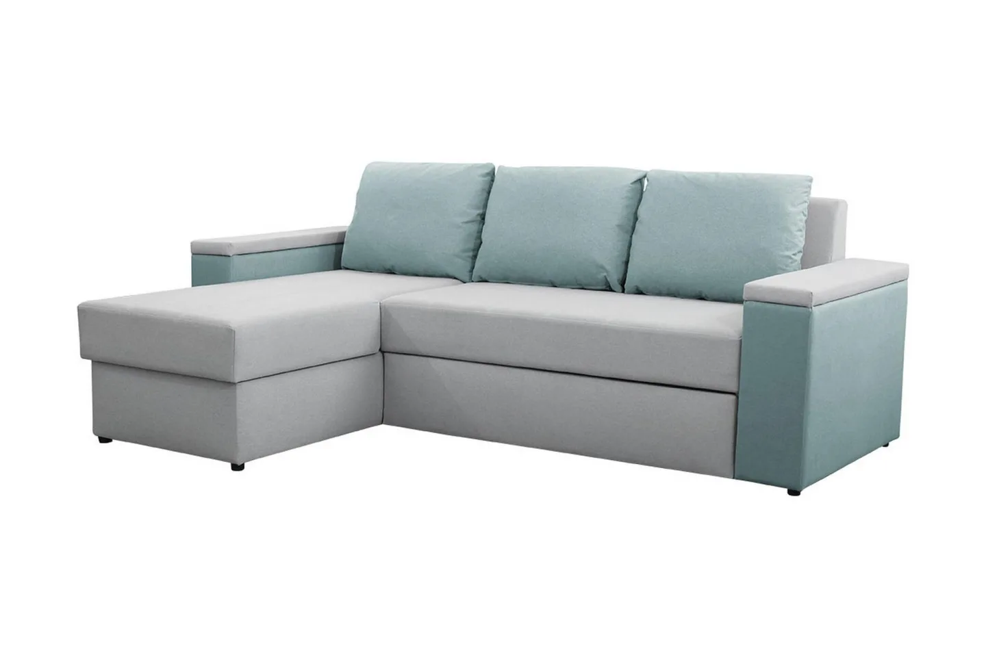 Herosa 3-sits Bäddsoffa med Divan med Förvaring - Blå/Grå
