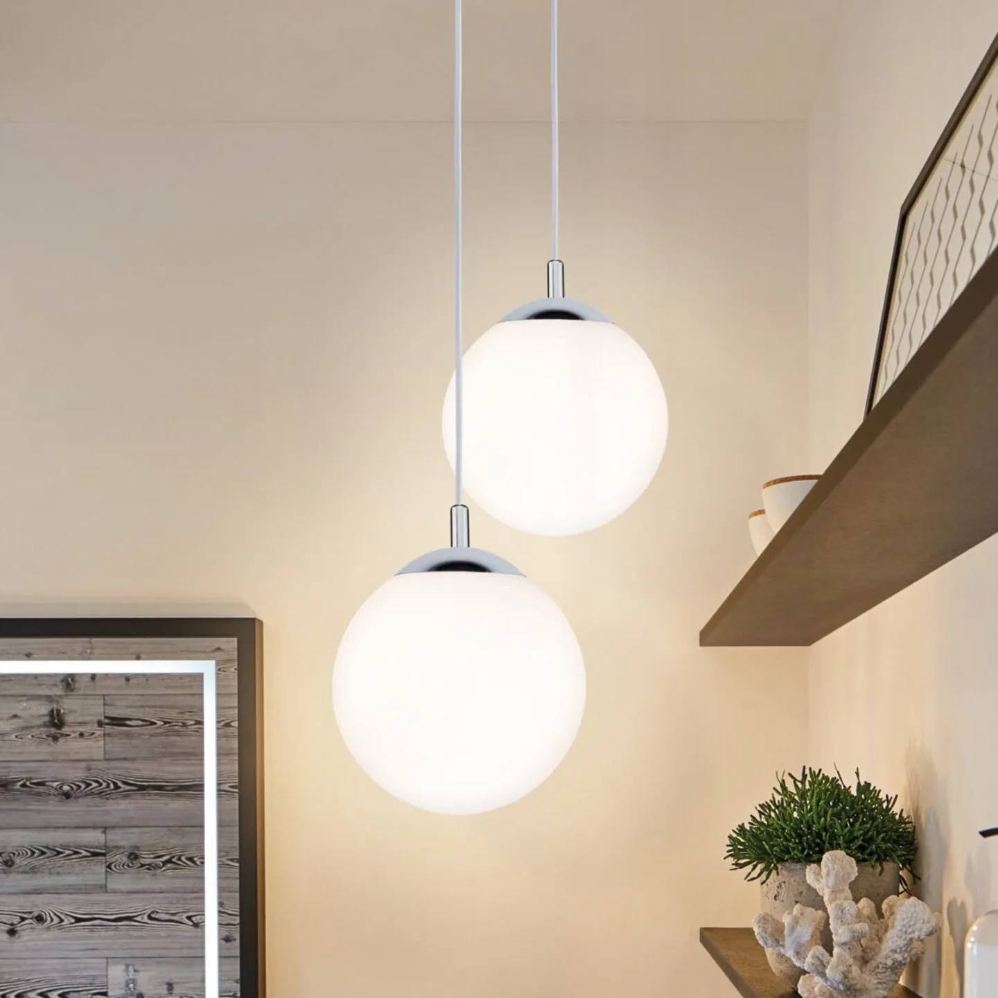 Globe Pendelleuchte IP44 Satin/Chrom - Paulmann - Wohnzimmer - Modern - Glas - Einflammig