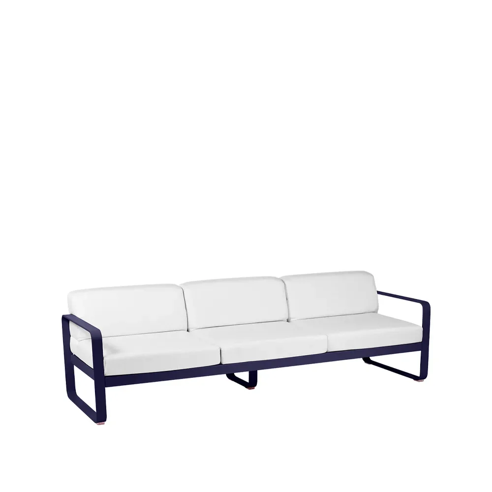 Fermob Bellevie soffa 3-sits Deep blue (blå), off-white dyna