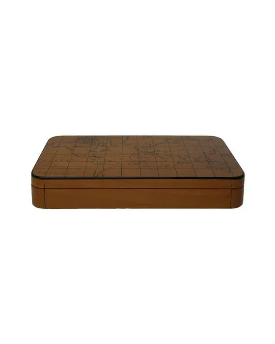 World Map Jewellery Box Brown M