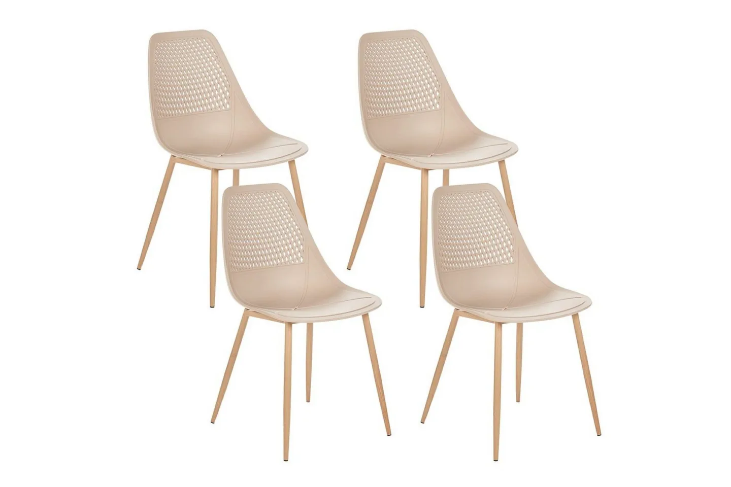 Matsalsstol Hazelton set om 4 Beige-Ljust Trä - Beige-Ljust Trä