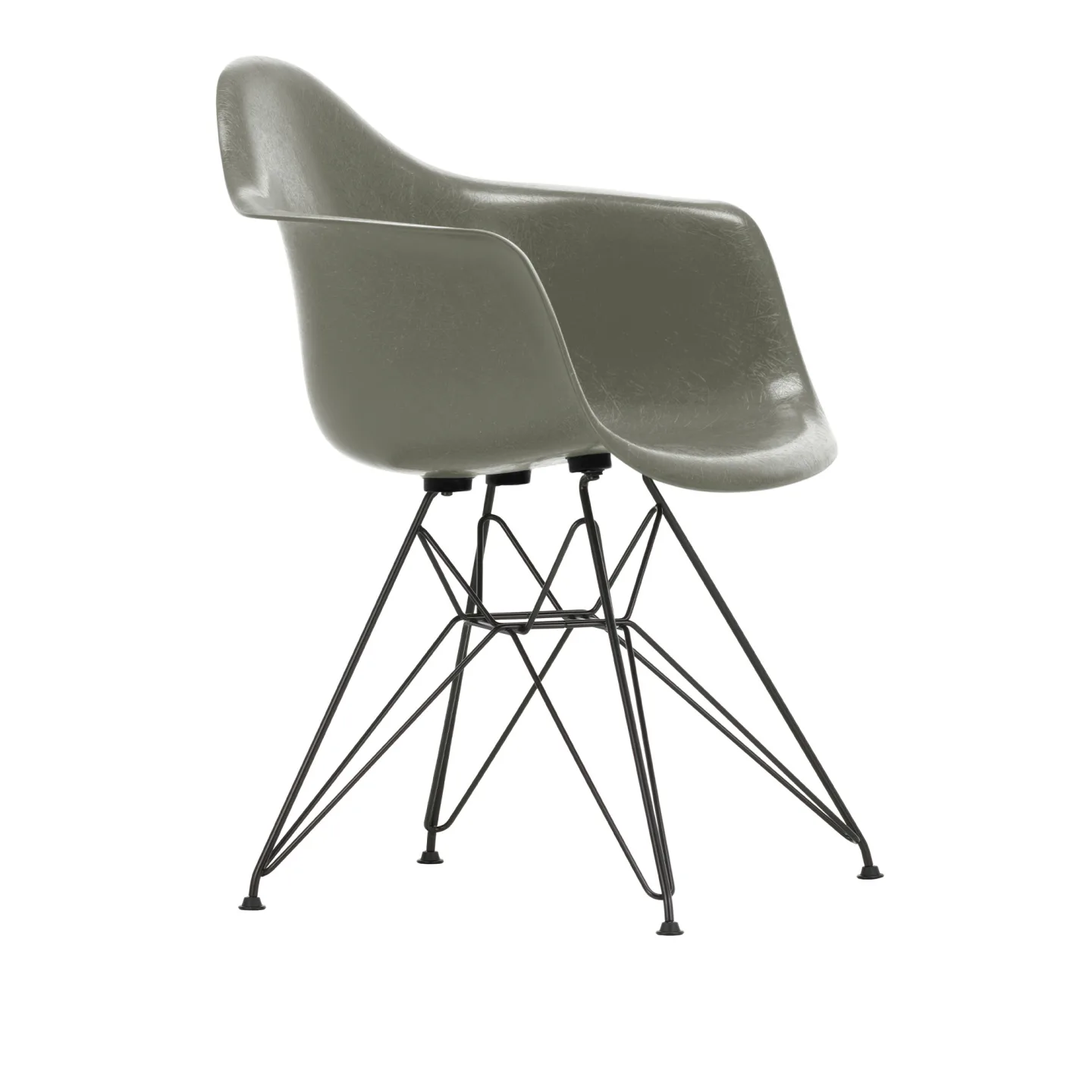 Vitra - Eames Fiberglass Armchair DAR - 06 Raw Umber - Basic Dark - Matstolar - Charles & Ray Eames - Grå - Metall/Syntetiskt