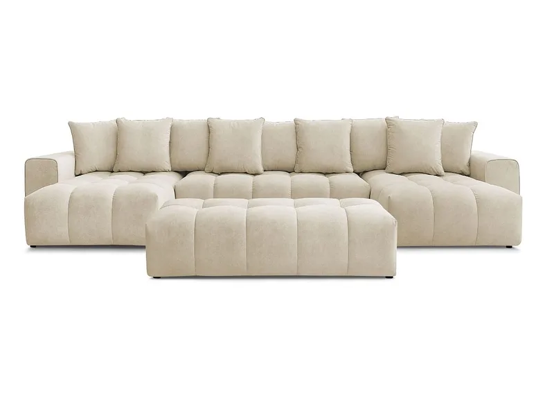 Panorama-Ecksofa mit Hocker BOBOCHIC MONT-BLANC Samt beige