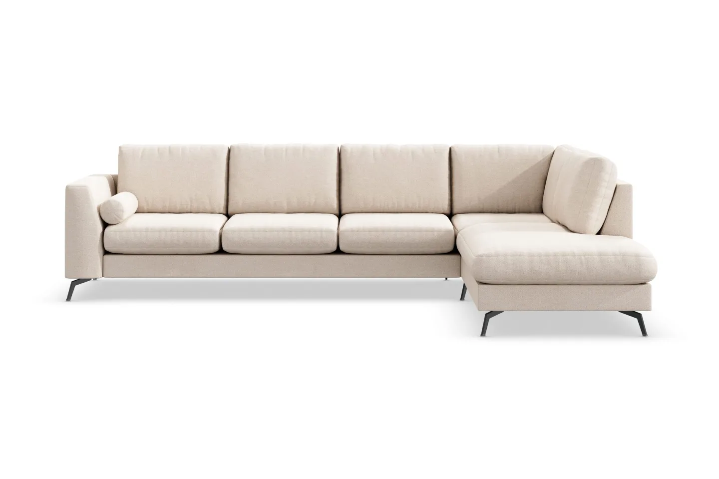 Ocean Lyx 4-sits Högervänd L-formad Schäslongsoffa i Tyg - Beige