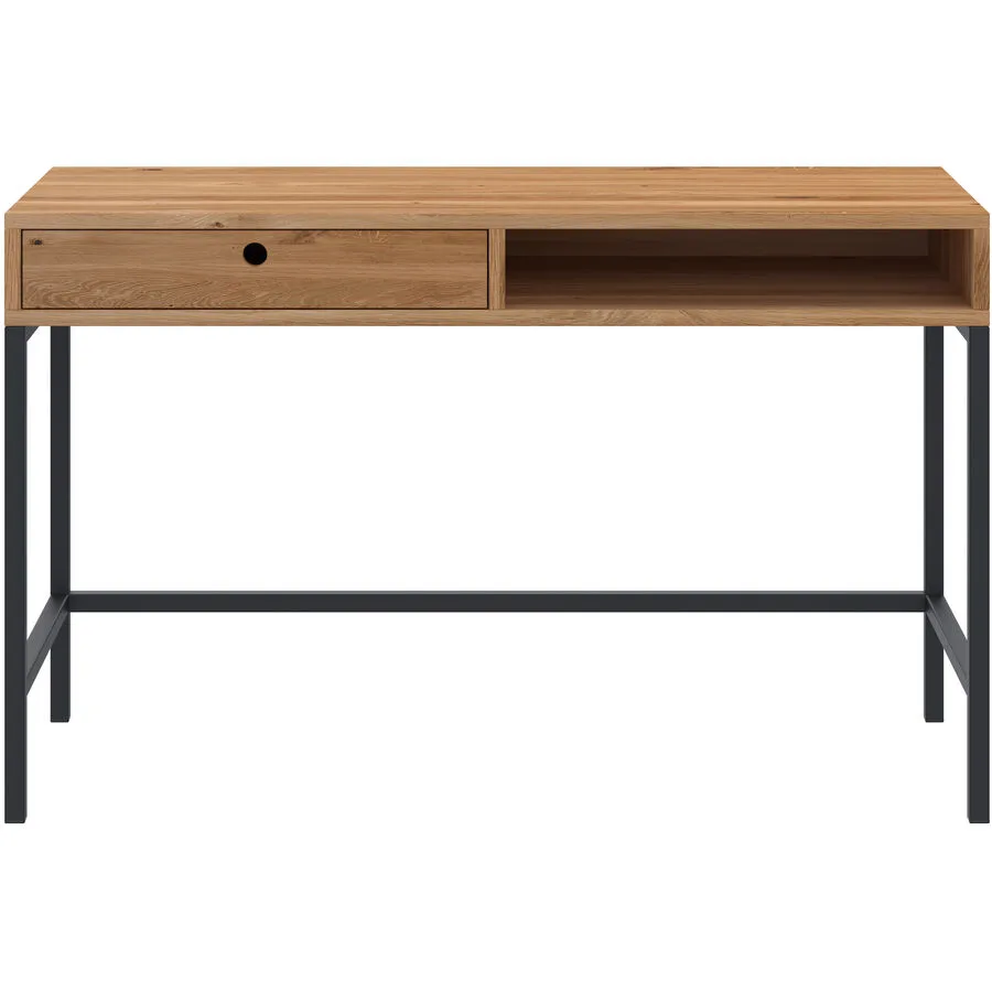 Schreibtisch Holz Werk eiche Eiche massiv, Metall B 120 T 50 cm