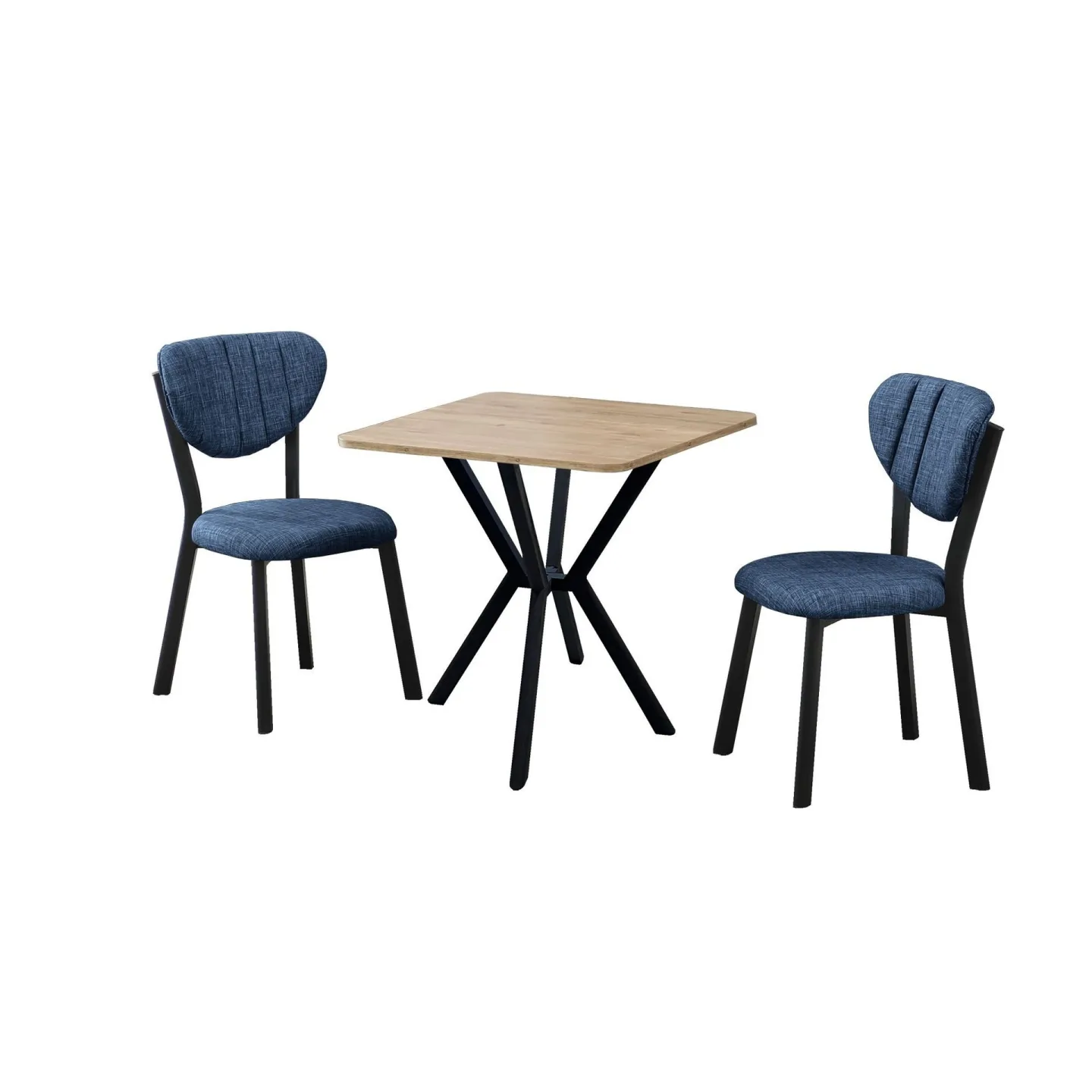 Krylor Matgrupp Bord 70 cm + 2 Stolar - Marinblå Valnöt