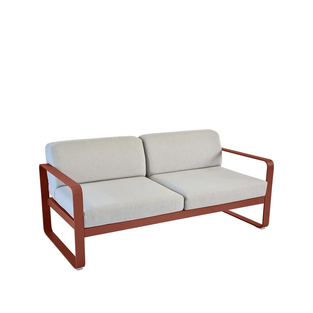 Fermob Bellevie 2-sits soffa Red ochre (röd), flannel grey dyna