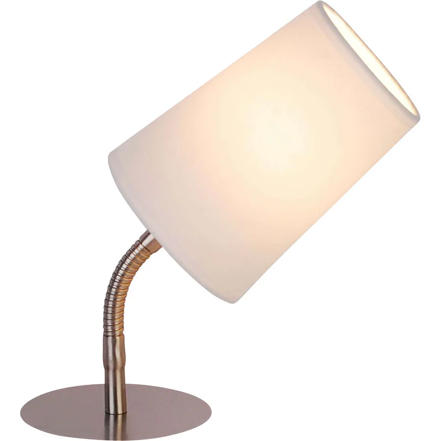 Tischlampe Arconce Weiss/Silber Stoff/Metall 11 cm 27.5 cm - Farbe: Weiss, Silber - Material: Stoff, Metall
