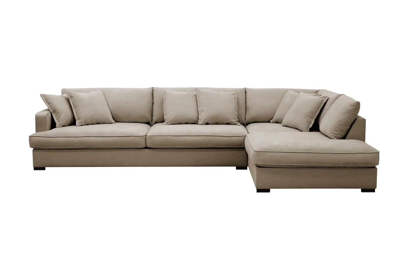 Rossita Lyx 4-sits Högervänd L-formad Extra Djup Schäslongsoffa i Tyg - Brun Tyg