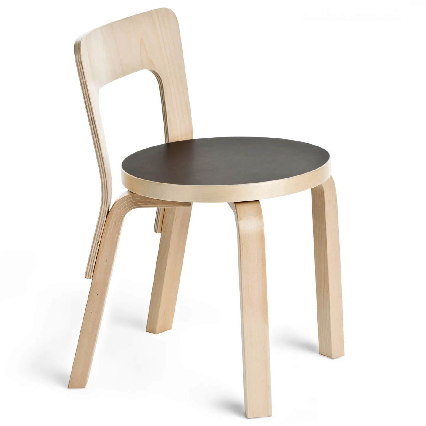 Artek - Barnstol N65, Svart linoleum - Barnstolar - Alvar Aalto - Svart - Trä