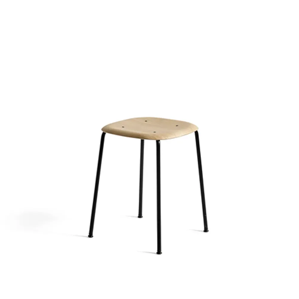 HAY Soft Edge 70 Hocker Oak-schwarzes Stahlgestell