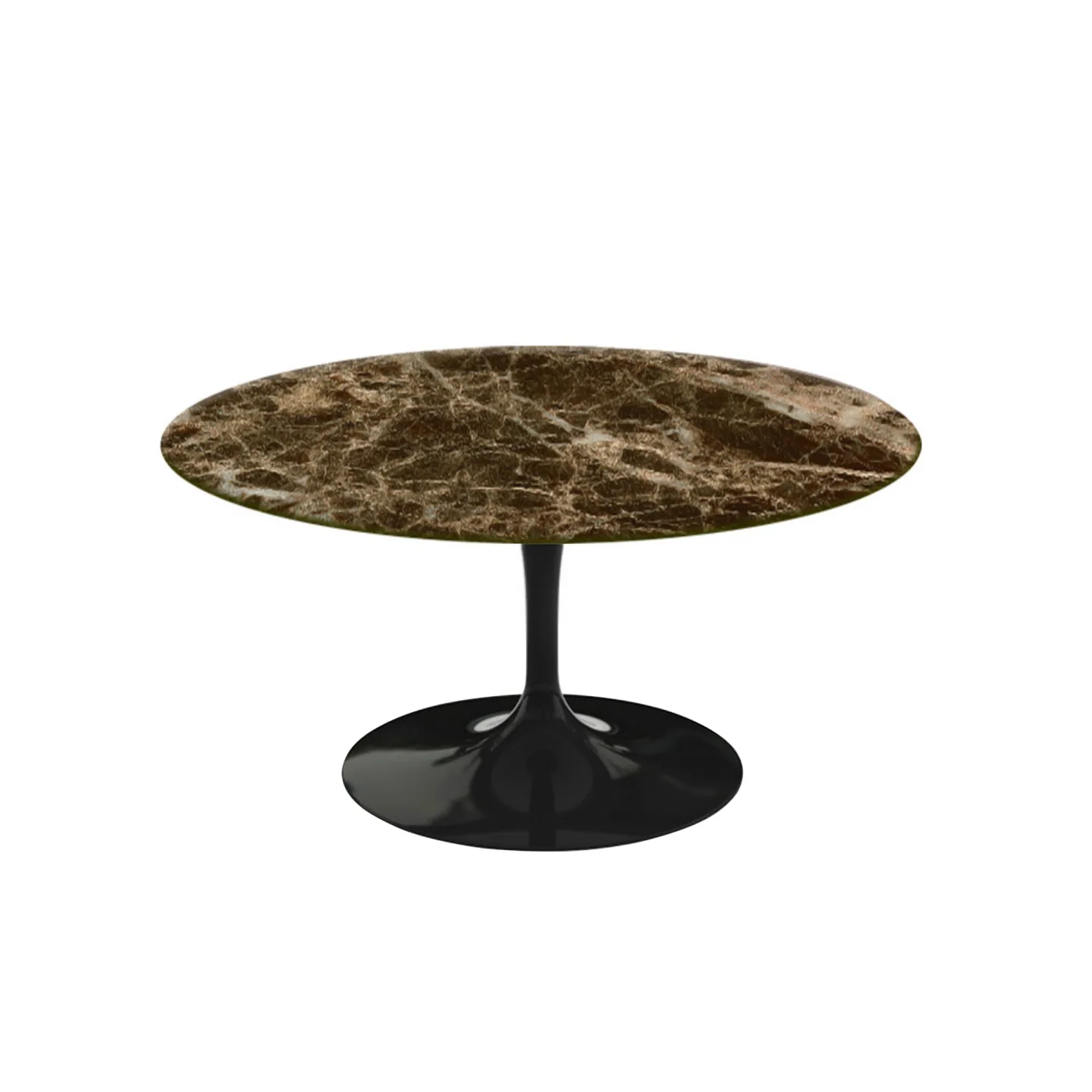 Knoll - Saarinen Round Table - Soffbord, Svart underrede, skiva i matt brun Emperador marmor, H: 38, Ø 91 - Soffbord - Eero Saarinen - Brun,Svart - Metall/Sten