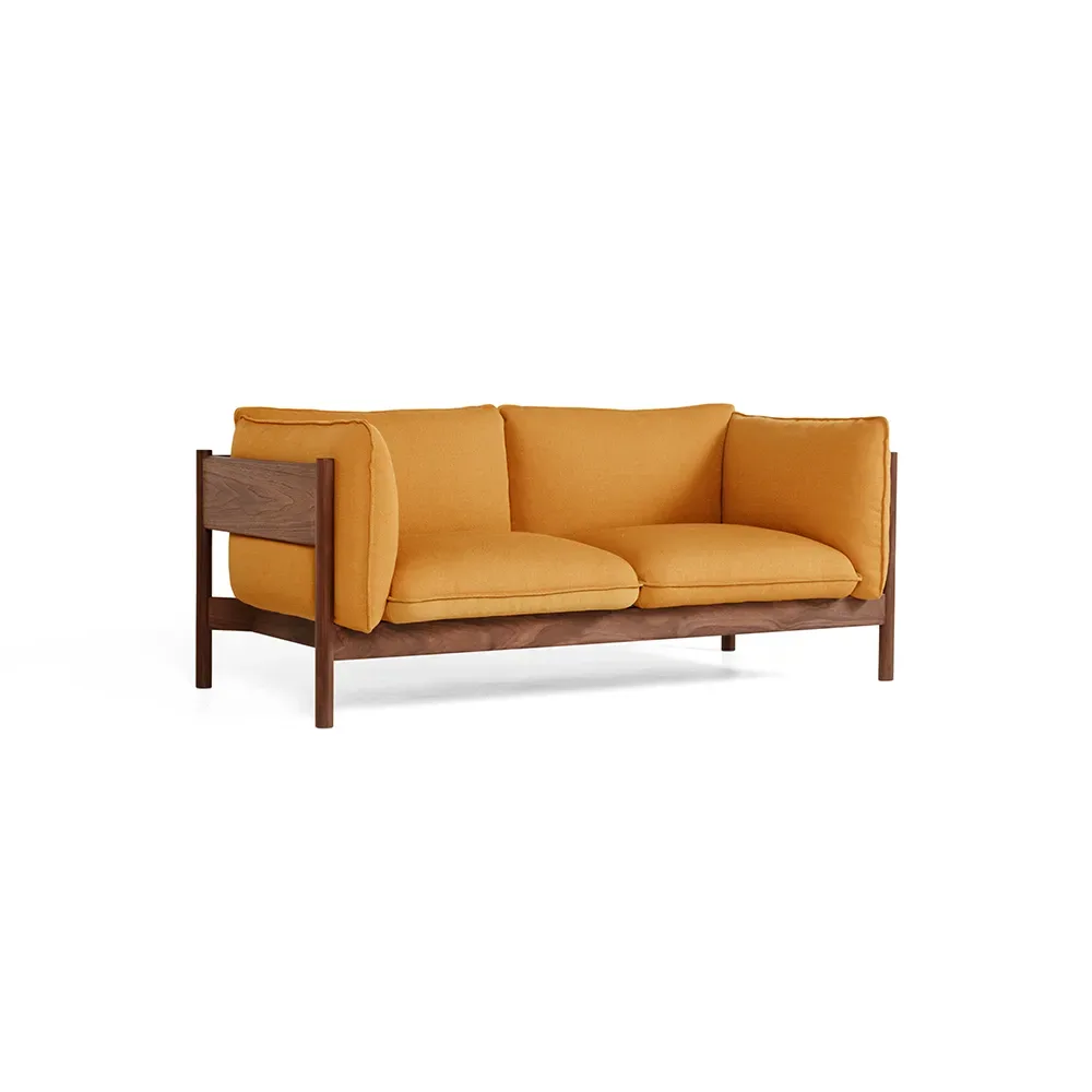 HAY Arbour ECO 2-sits Soffa Tyg vidar 472 mustard, vaxoljat valnöt