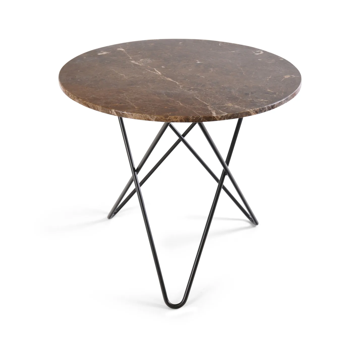 OX Denmarq - O Dining Table Ø80, Black Steel Frame, Top: Brown Marble - Matbord - Dennis Marquart - Brun - Metall/Sten
