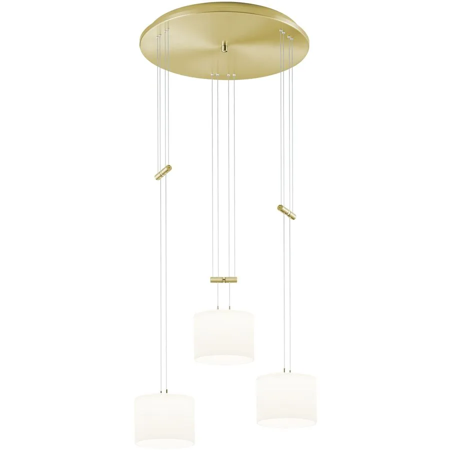 Designer-Pendellampe Bankamp Grazia Messing matt 3-flammig dimmbar D 48 cm - Farbe: Messing matt mit blank abgesetzt - LED - Lichtfarbe: Extra
