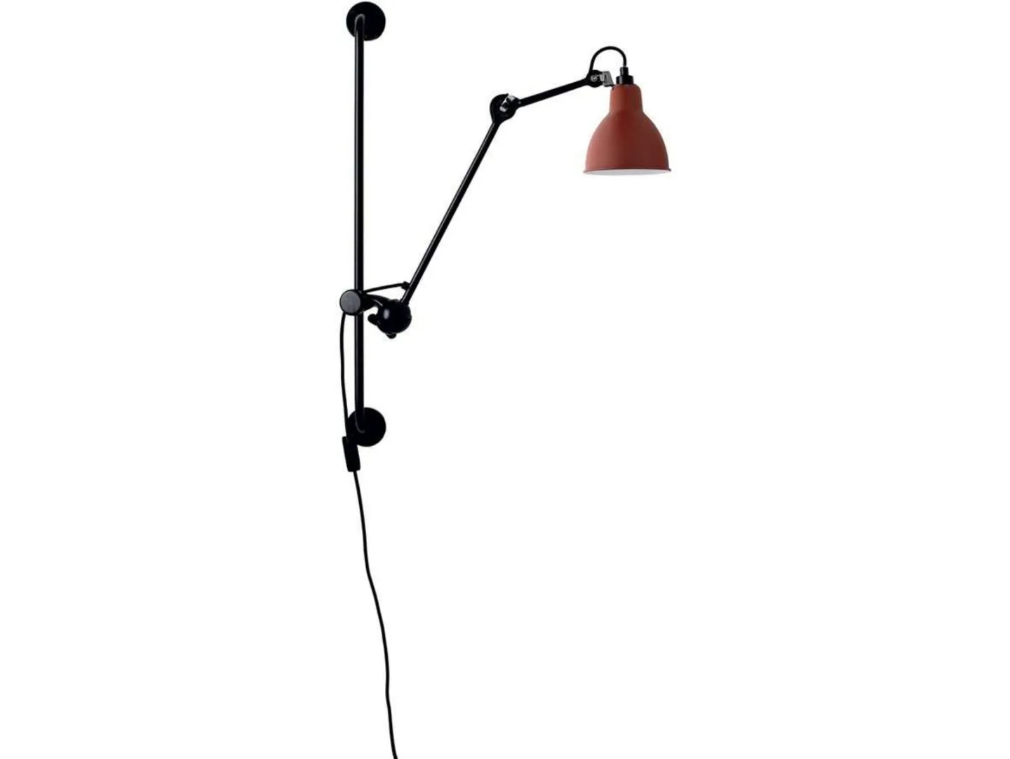 210 Væglampe Sort/Rød - Lampe Gras 201 Round - Stue - Industriel - Metal - Med én lyskilde