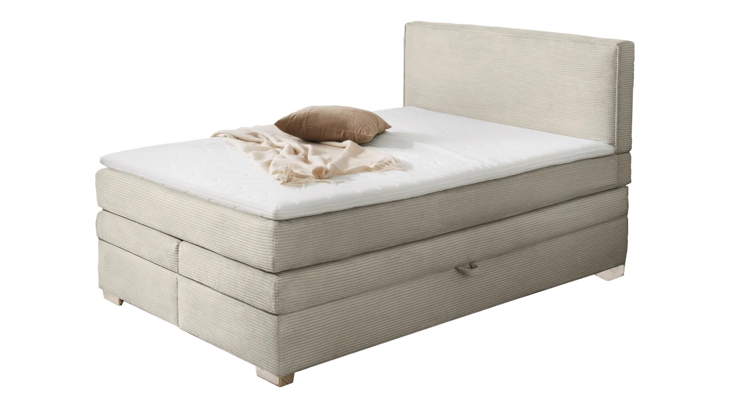 Boxspringbett Cord 140 x 200 cm Bettkasten grau-beige - ARABELLA