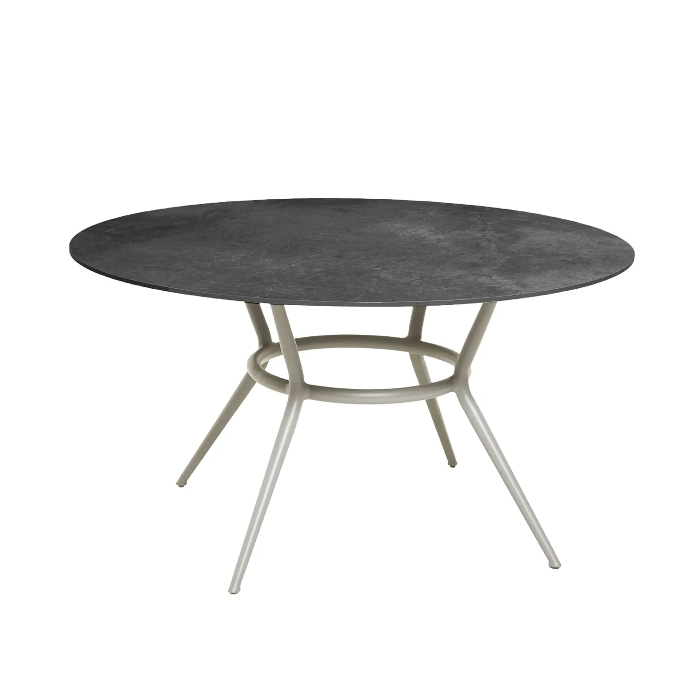 Cane-Line - Joy Round Table 144, Fossil Ceramic Black - Matbord utomhus - Cane-line Design Team - Beige - Naturmaterial/Metall