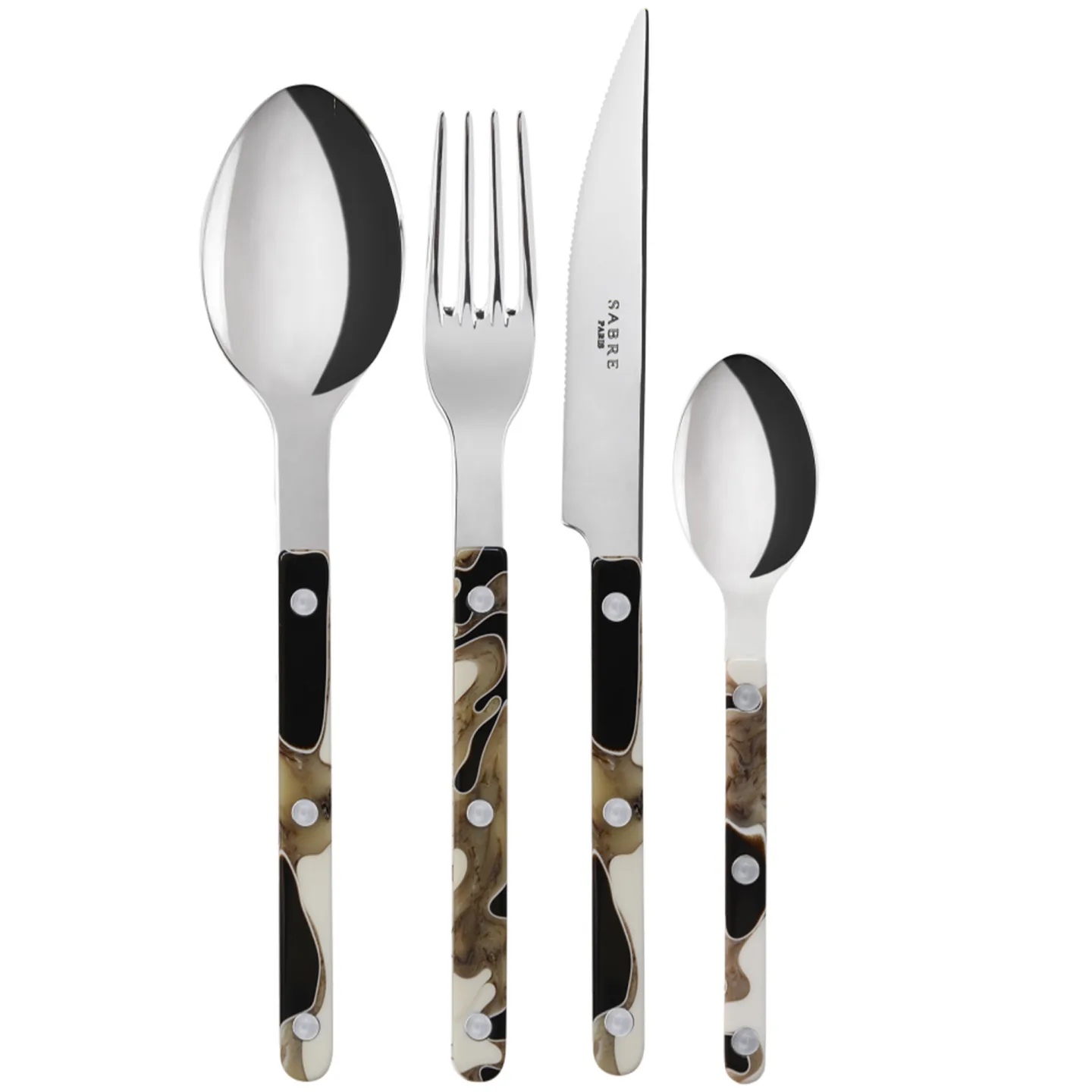Sabre Paris - Bistrot 4 Pieces Cutlery Set Dune - Black - Bestickset